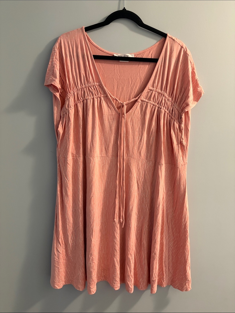 Women's Pink Tie-Front Peasant Top